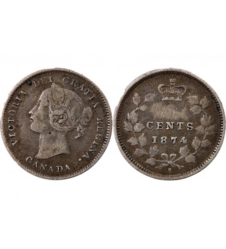 CANADA, VICTORIA - 5 CENTS ARGENT 1874
