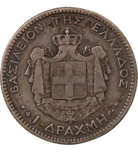 GRÈCE, GEORGES Ier - 1 DRACHME ARGENT 1868 A PARIS