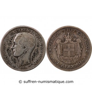 GRÈCE, GEORGES Ier - 1 DRACHME ARGENT 1868 A PARIS