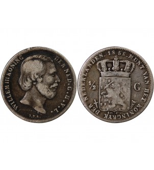 PAYS-BAS, WILLEM III - 1/2 GULDEN ARGENT 1858 2