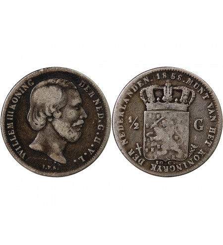 PAYS-BAS, WILLEM III - 1/2 GULDEN ARGENT 1858