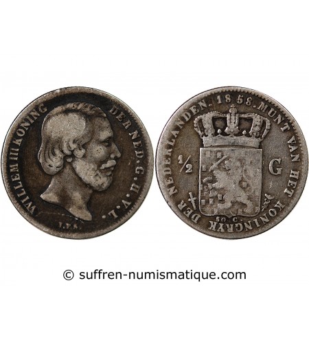 PAYS-BAS, WILLEM III - 1/2 GULDEN ARGENT 1858