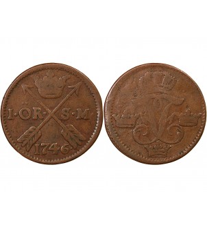 SUÈDE, FREDERIC Ier - 1 ÖRE 1746 2