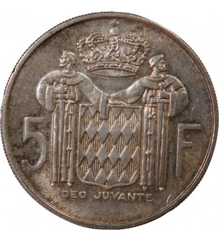 MONACO, RAINIER III - 5 FRANCS ARGENT 1960