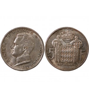 MONACO, RAINIER III - 5 FRANCS ARGENT 1960 2