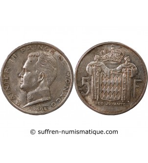 MONACO, RAINIER III - 5 FRANCS ARGENT 1960