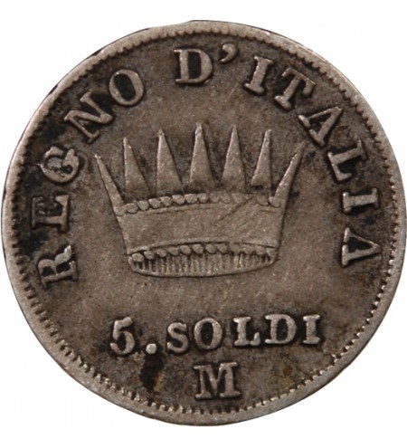 ITALIE, NAPOLEON 1er - 5 SOLDI 1810 M MILAN