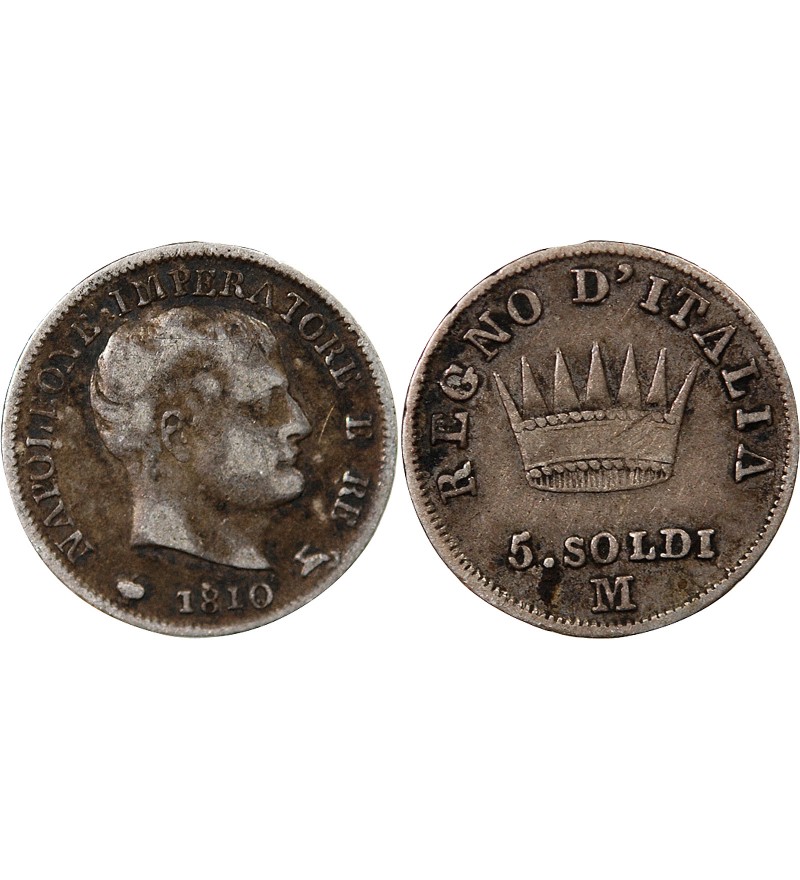 ITALIE, NAPOLEON 1er - 5 SOLDI 1810 M MILAN