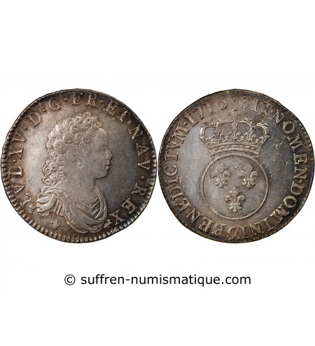 LOUIS XV - 1/2 ECU ARGENT VERTUGADIN 1716 9 RENNES