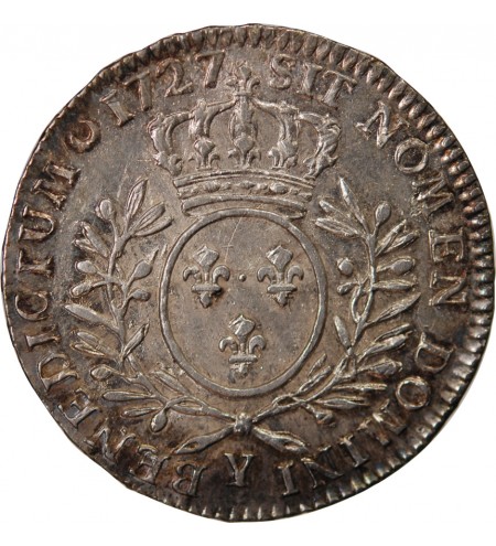 LOUIS XV - 1/2 ECU AUX BRANCHES D'OLIVIER 1727 Y BOURGES