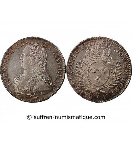 LOUIS XV - 1/2 ECU AUX BRANCHES D'OLIVIER 1727 Y BOURGES