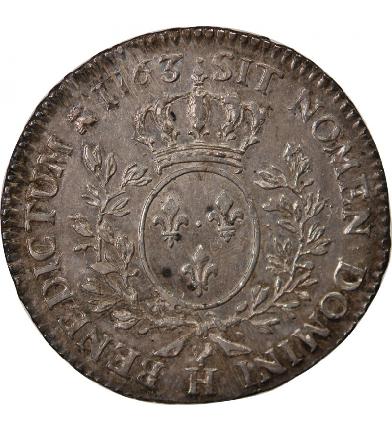 LOUIS XV﻿ - 1/2 ECU AU BANDEAU 1763 H LA ROCHELLE
