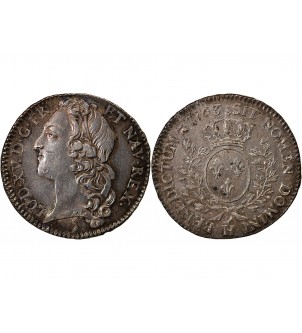 LOUIS XV﻿ - 1/2 ECU AU BANDEAU 1763 H LA ROCHELLE 2