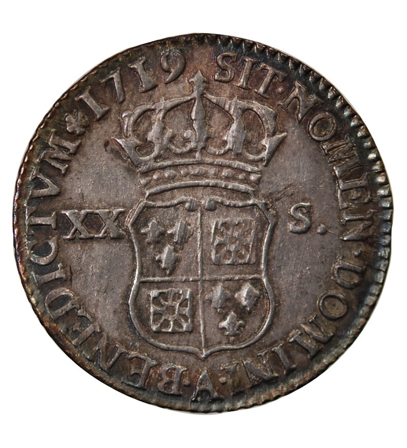 LOUIS XV﻿ - 20 SOLS DE FRANCE-NAVARRE 1719 PARIS