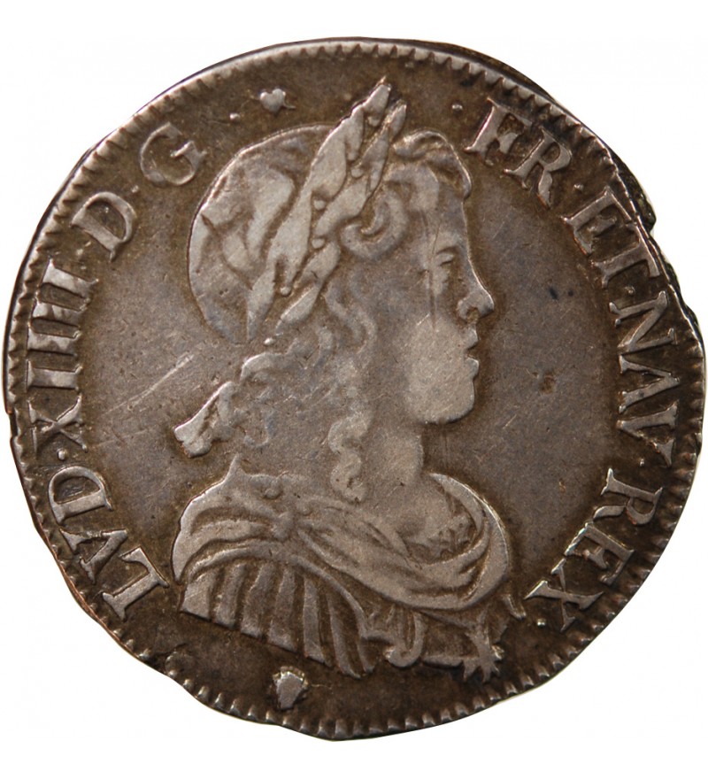 LOUIS XIV﻿ - 1/4 ECU ARGENT A LA MECHE LONGUE 1650 M TOULOUSE