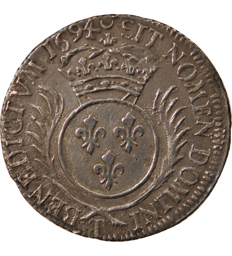 LOUIS XIV﻿ - 1/4 ECU ARGENT AUX PALMES 1694 T NANTES - Réformation