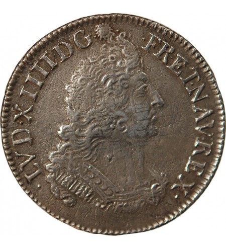 LOUIS XIV﻿ - 1/4 ECU ARGENT AUX PALMES 1694 T NANTES - Réformation