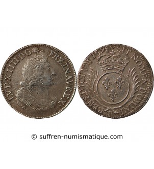 LOUIS XIV﻿ - 1/4 ECU ARGENT AUX PALMES 1694 T NANTES - Réformation