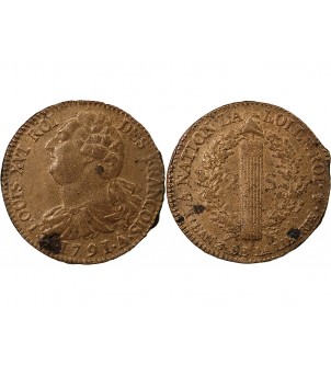 LOUIS XVI, CONSTITUTION - 2 SOLS AU FAISCEAU 1791 A PARIS 2