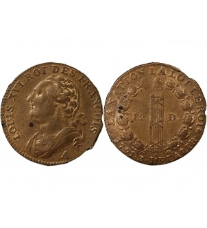 LOUIS XVI, CONSTITUTION - 12 DENIERS 1791 A PARIS 2
