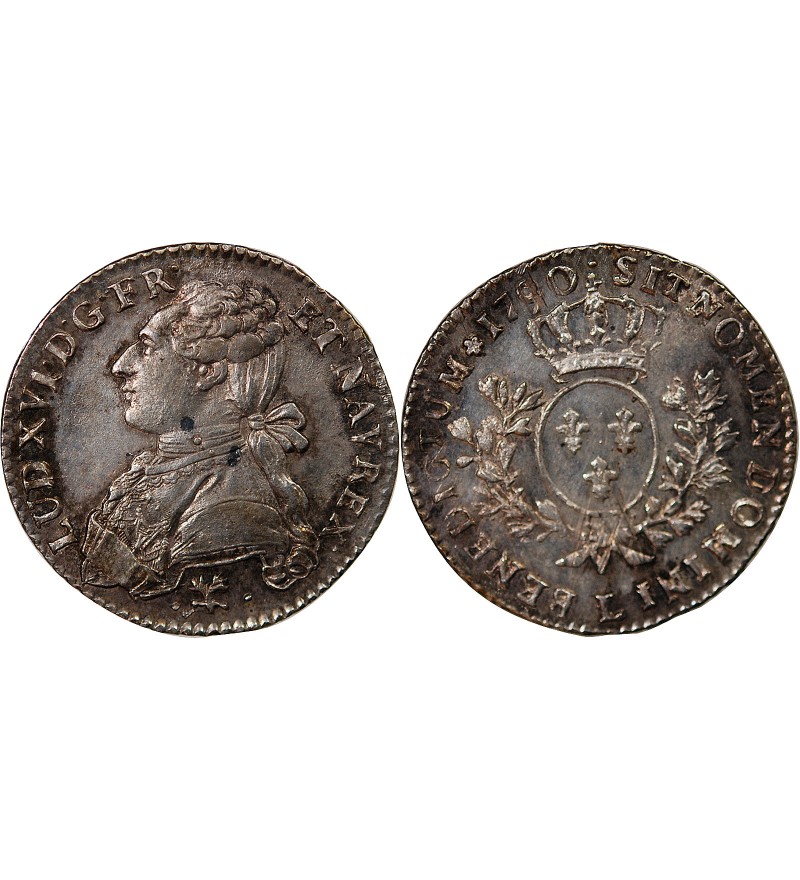 LOUIS XVI - 1/5 ECU AUX BRANCHES D'OLIVIER 1790 L BAYONNE