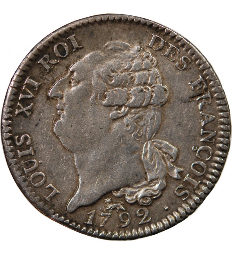 LOUIS XVI - ÉCU ARGENT AUX BRANCHES D'OLIVIER 1791 A PARIS