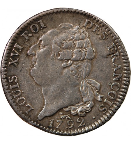 LOUIS XVI - ÉCU ARGENT AUX BRANCHES D'OLIVIER 1791 A PARIS