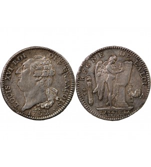 LOUIS XVI - ÉCU ARGENT AUX BRANCHES D'OLIVIER 1791 A PARIS 2