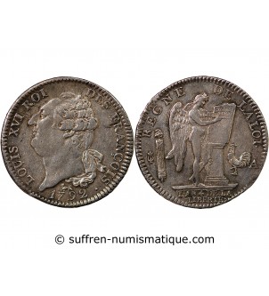 LOUIS XVI - ÉCU ARGENT AUX BRANCHES D'OLIVIER 1791 A PARIS