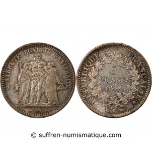 HERCULE - 5 FRANCS ARGENT 1849 K BORDEAUX