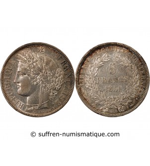 CÉRÈS - 5 FRANCS ARGENT 1850 A PARIS