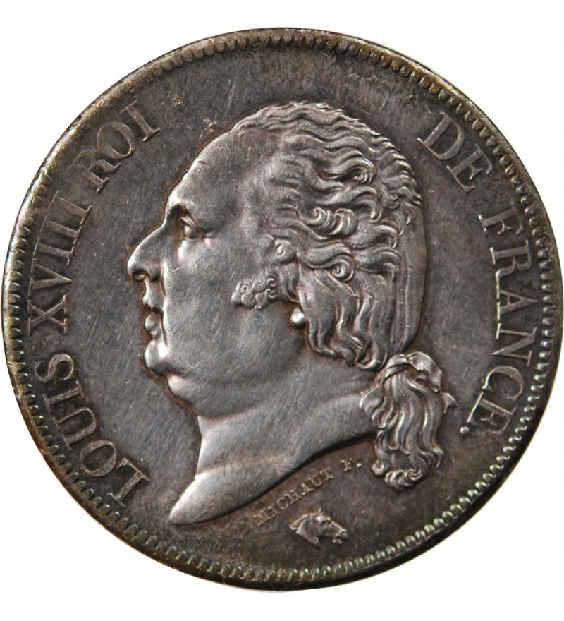 LOUIS XVIII - 5 FRANCS ARGENT 1821 A PARIS