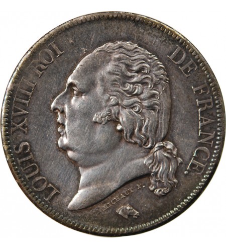 LOUIS XVIII - 5 FRANCS ARGENT 1821 A PARIS