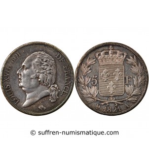 LOUIS XVIII - 5 FRANCS ARGENT 1821 A PARIS