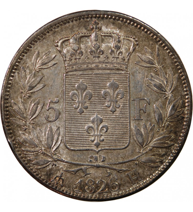 CHARLES X - 5 FRANCS ARGENT 1826 H LA ROCHELLE