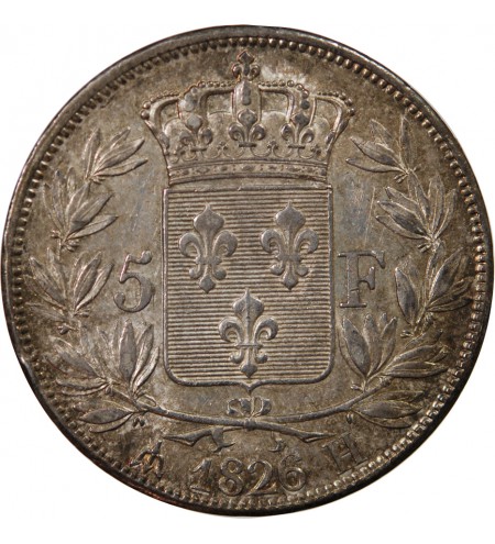 CHARLES X - 5 FRANCS ARGENT 1826 H LA ROCHELLE