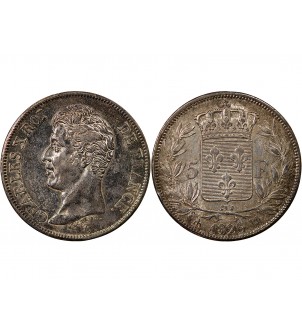 CHARLES X - 5 FRANCS ARGENT 1826 H LA ROCHELLE 2