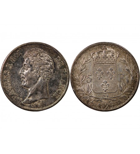 CHARLES X - 5 FRANCS ARGENT 1826 H LA ROCHELLE