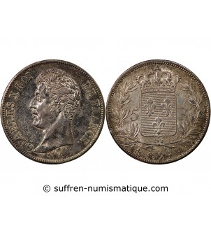 CHARLES X - 5 FRANCS ARGENT 1826 H LA ROCHELLE