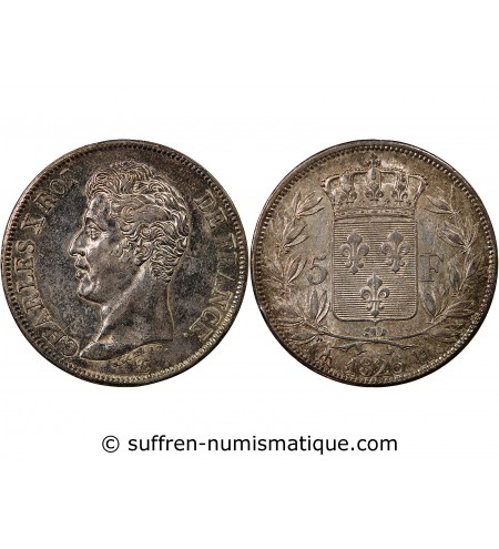 CHARLES X - 5 FRANCS ARGENT 1826 H LA ROCHELLE