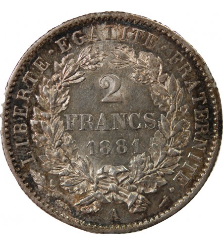 CERES ﻿- 2 FRANCS ARGENT 1881 A PARIS