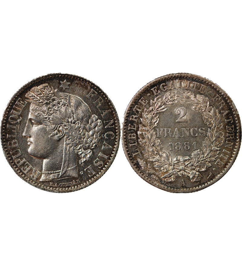 CERES ﻿- 2 FRANCS ARGENT 1881 A PARIS