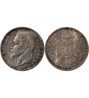 NAPOLEON III - 2 FRANCS ARGENT 1866 BB STRASBOURG 2