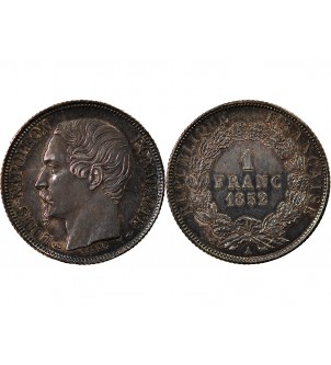 LOUIS-NAPOLEON BONAPARTE - 1 FRANC ARGENT 1852 A PARIS 2