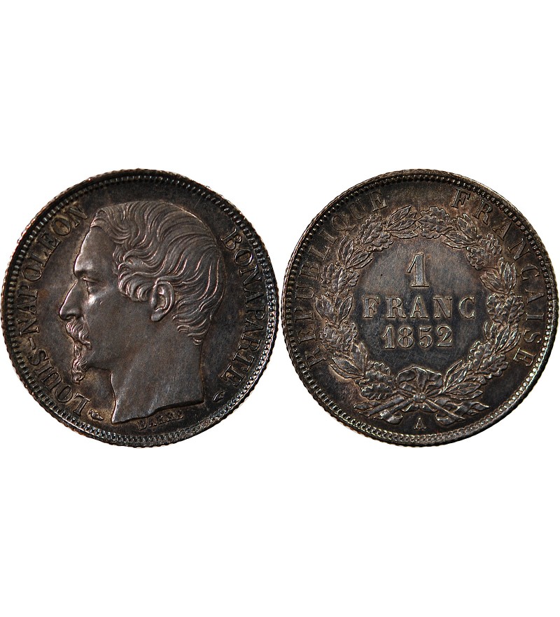 LOUIS-NAPOLEON BONAPARTE - 1 FRANC ARGENT 1852 A PARIS
