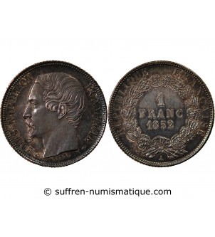 LOUIS-NAPOLEON BONAPARTE - 1 FRANC ARGENT 1852 A PARIS