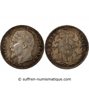 NAPOLEON III, TÊTE NUE - 1 FRANC ARGENT 1858 A PARIS
