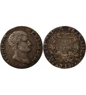 NAPOLEON Ier - 1/2 FRANC ARGENT AN 13 A PARIS 2