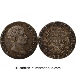 NAPOLEON Ier - 1/2 FRANC ARGENT AN 13 A PARIS