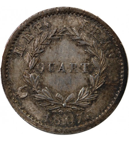 NAPOLEON Ier - 1/4 FRANC ARGENT 1807 A PARIS